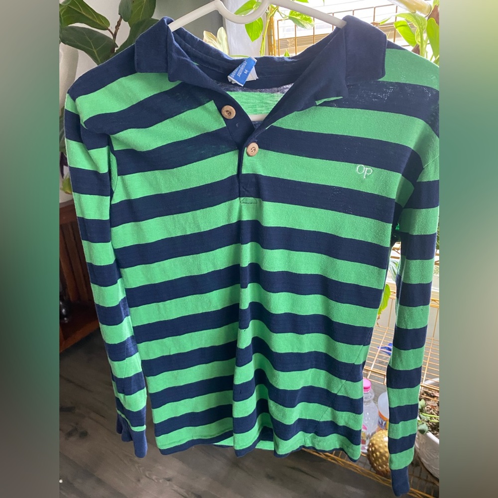 Vintage ocean Pacific striped long sleeve polo s/m
